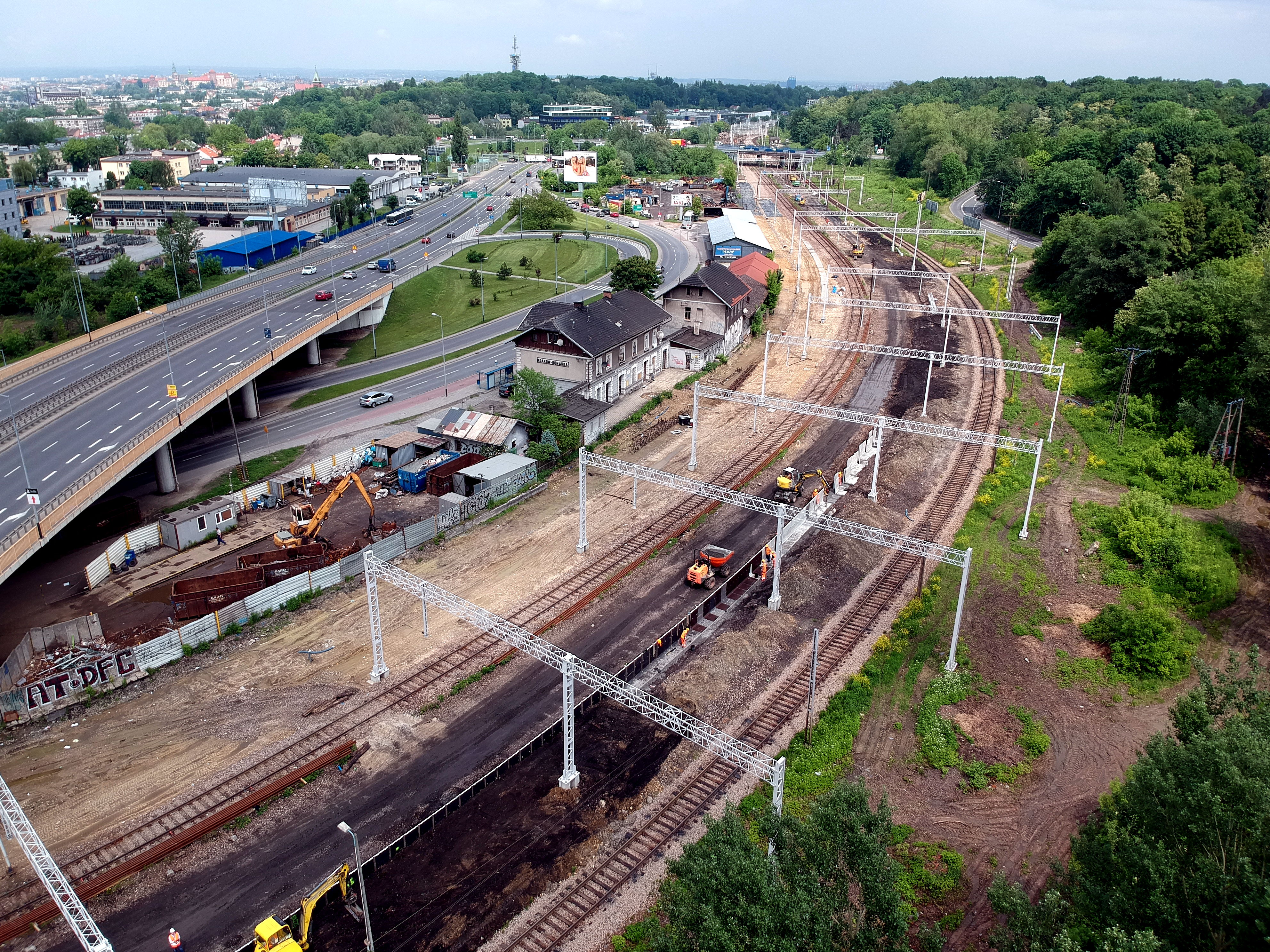 Prace budowlane na torze kolejowym, Kraków - Železničné stavby