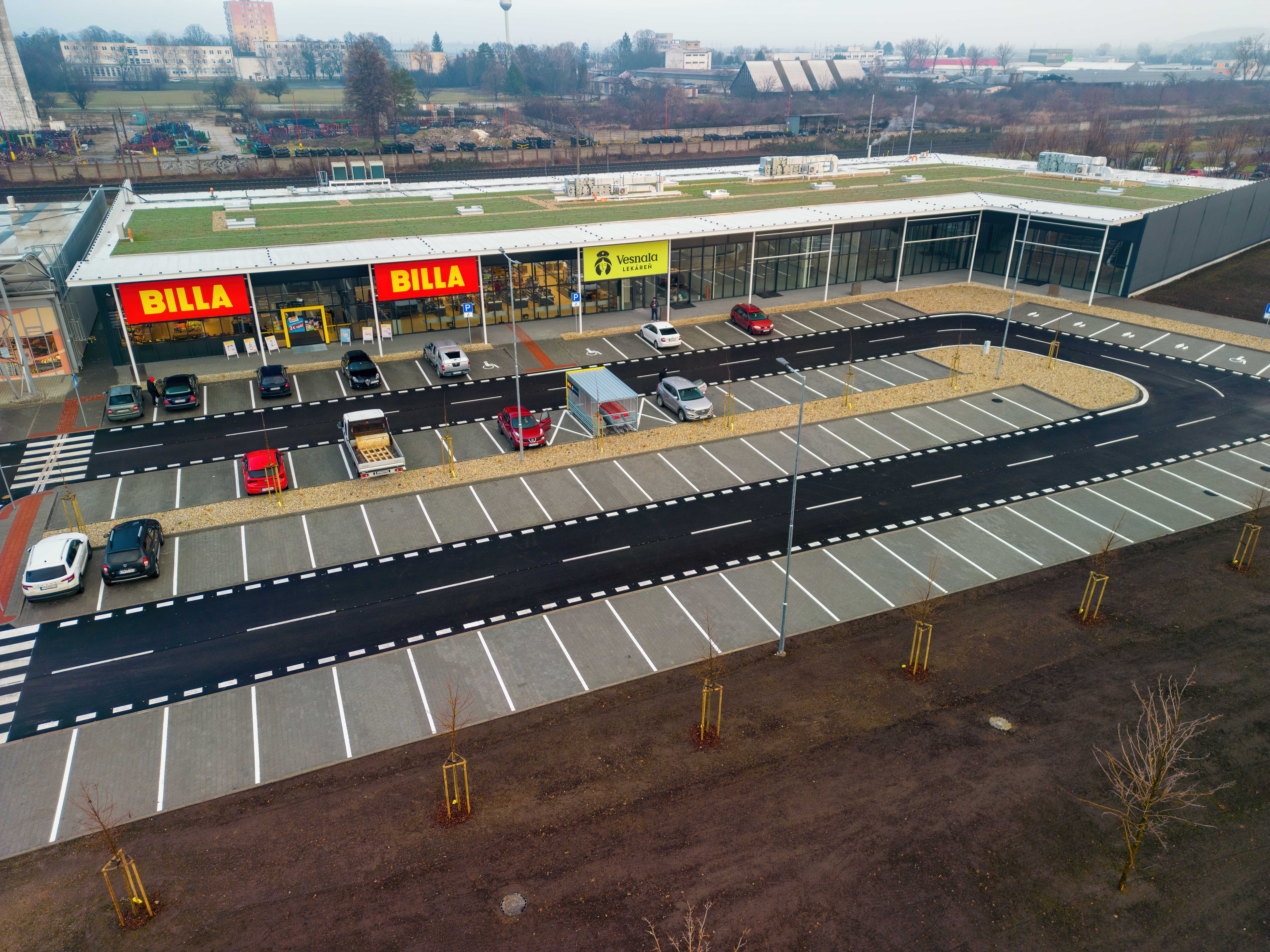 Nový obchodný retail v Trnave, celkový pohľad zhora